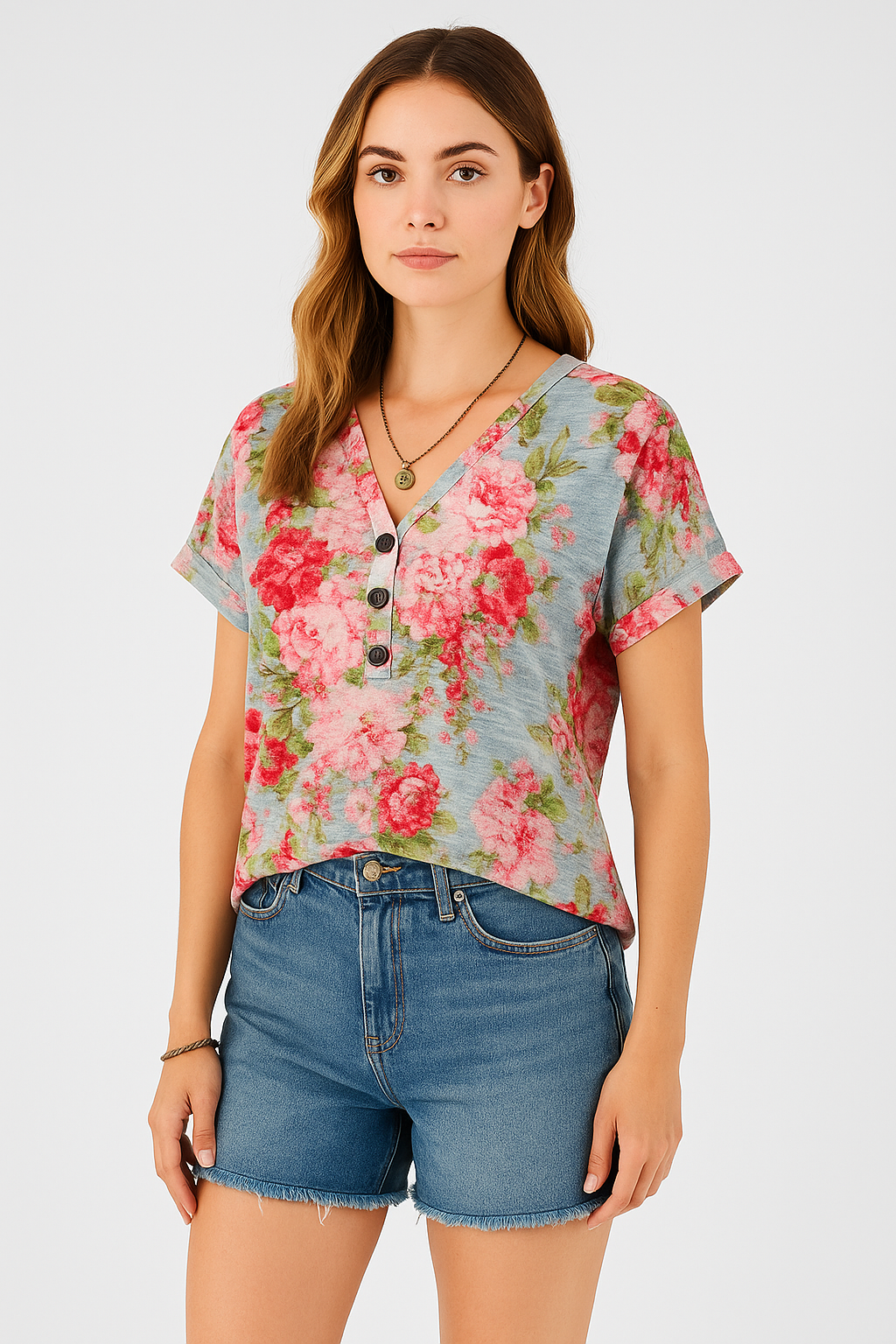 Women's Blouse – Vintage Style, Floral & Airy