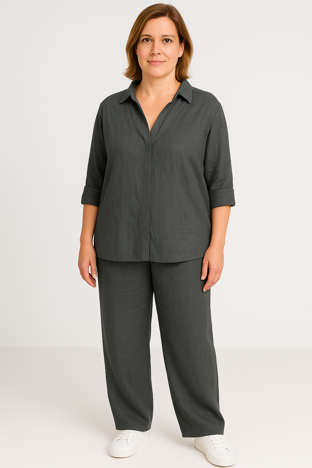 Women’s Two-Piece Set – Linen Look, Airy & Elegant