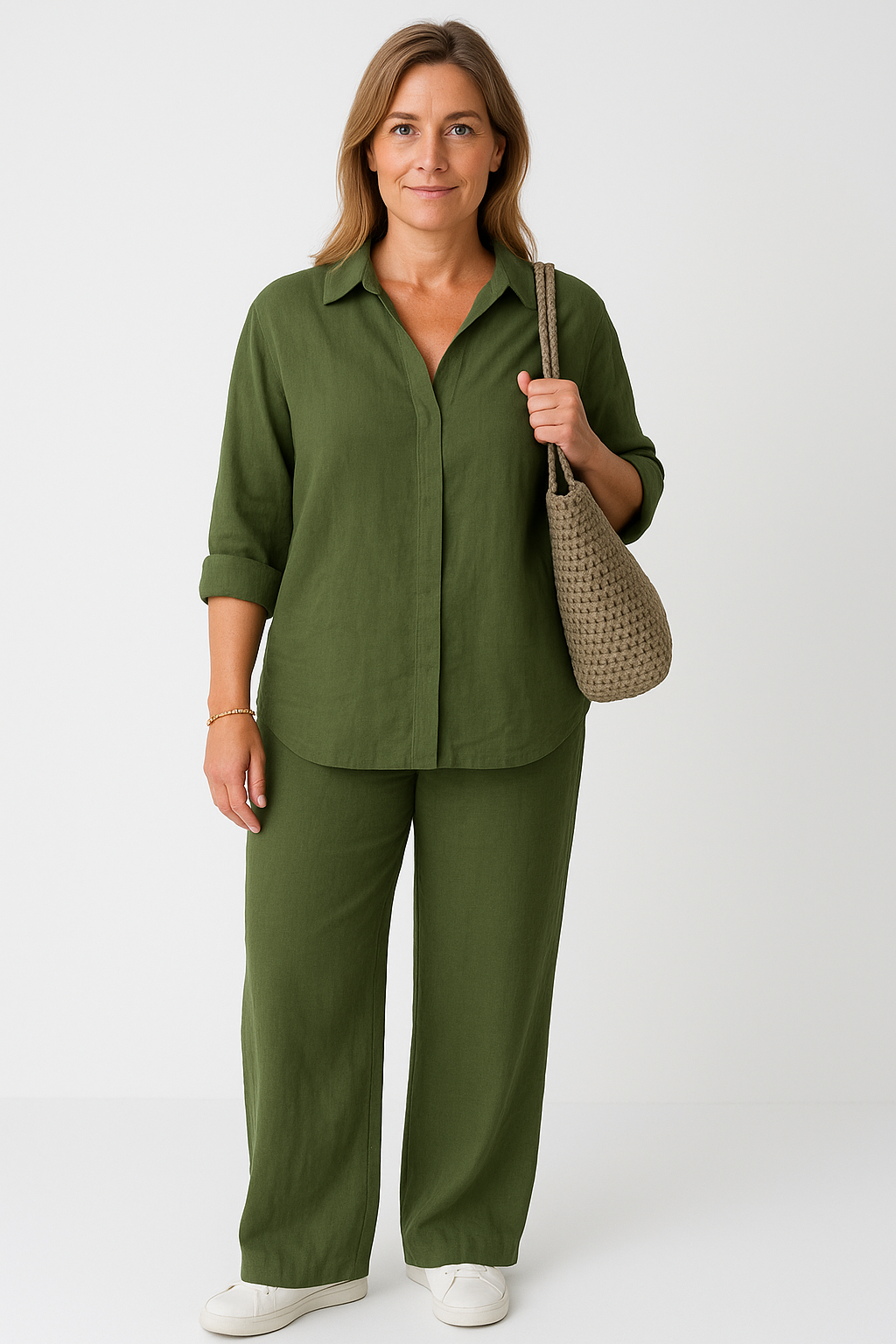 Women’s Two-Piece Set – Linen Look, Airy & Elegant