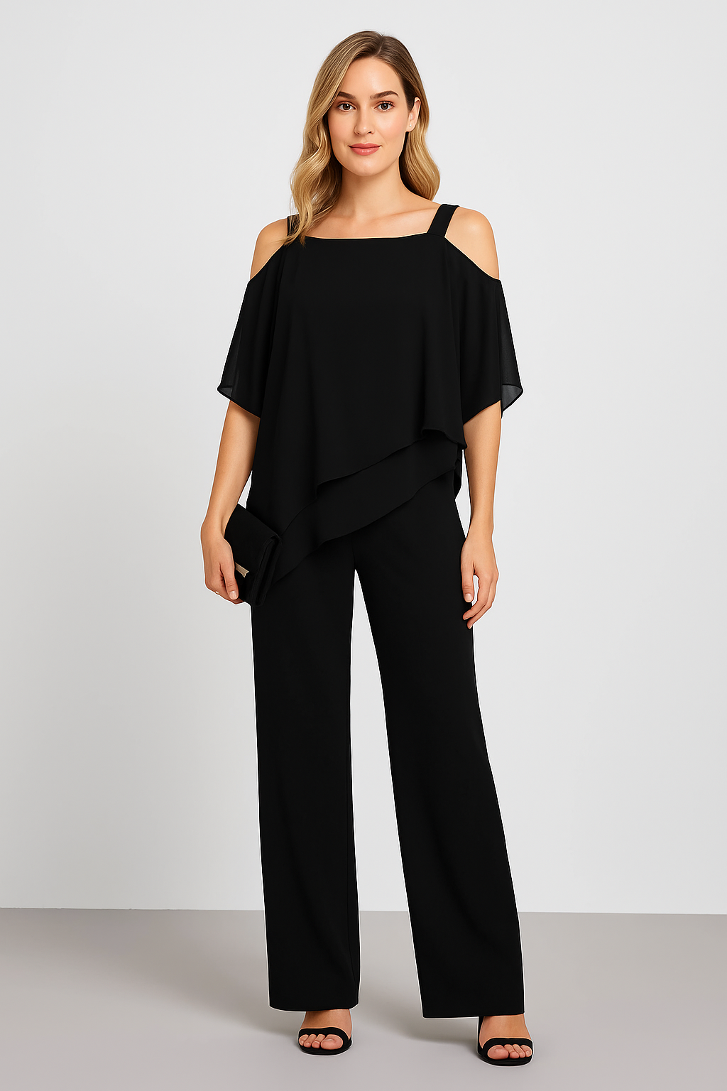 Women's Jumpsuit – Two-Piece with Cold Shoulder, Elegant & Modern