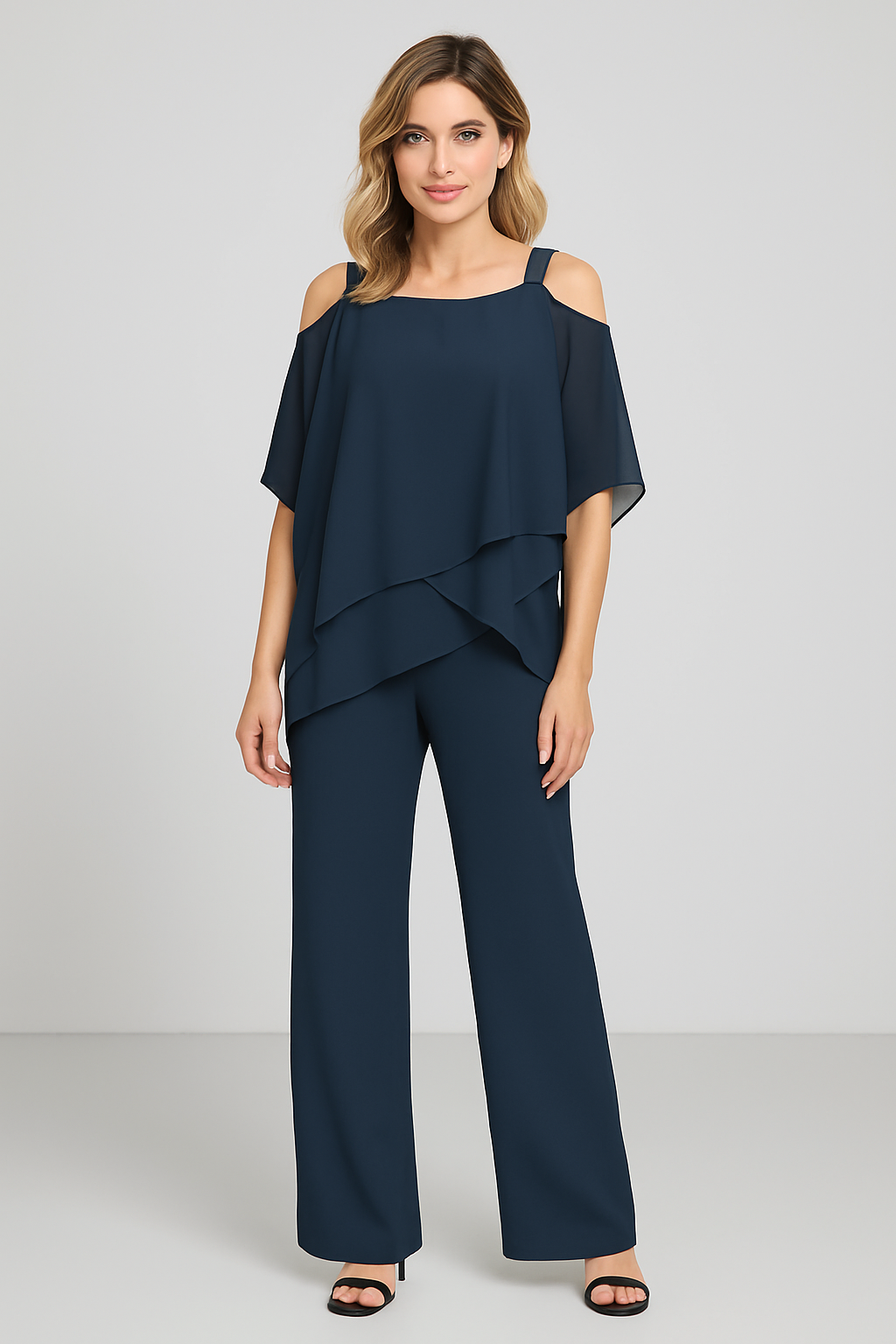 Women's Jumpsuit – Two-Piece with Cold Shoulder, Elegant & Modern
