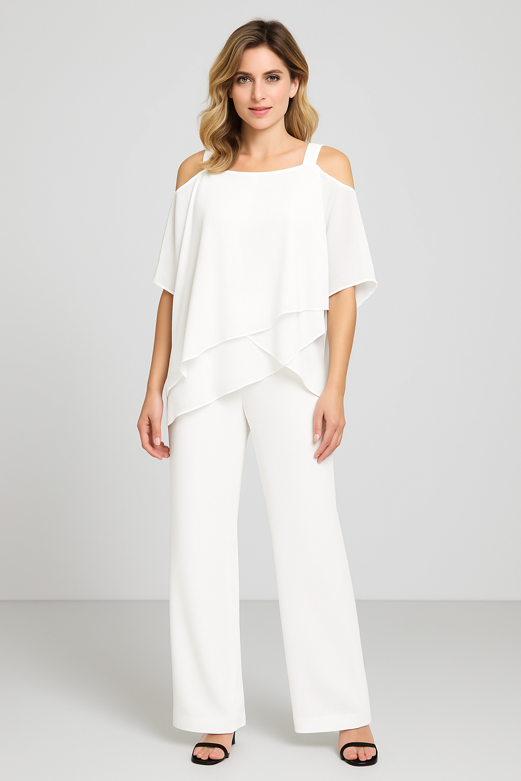 Women's Jumpsuit – Two-Piece with Cold Shoulder, Elegant & Modern