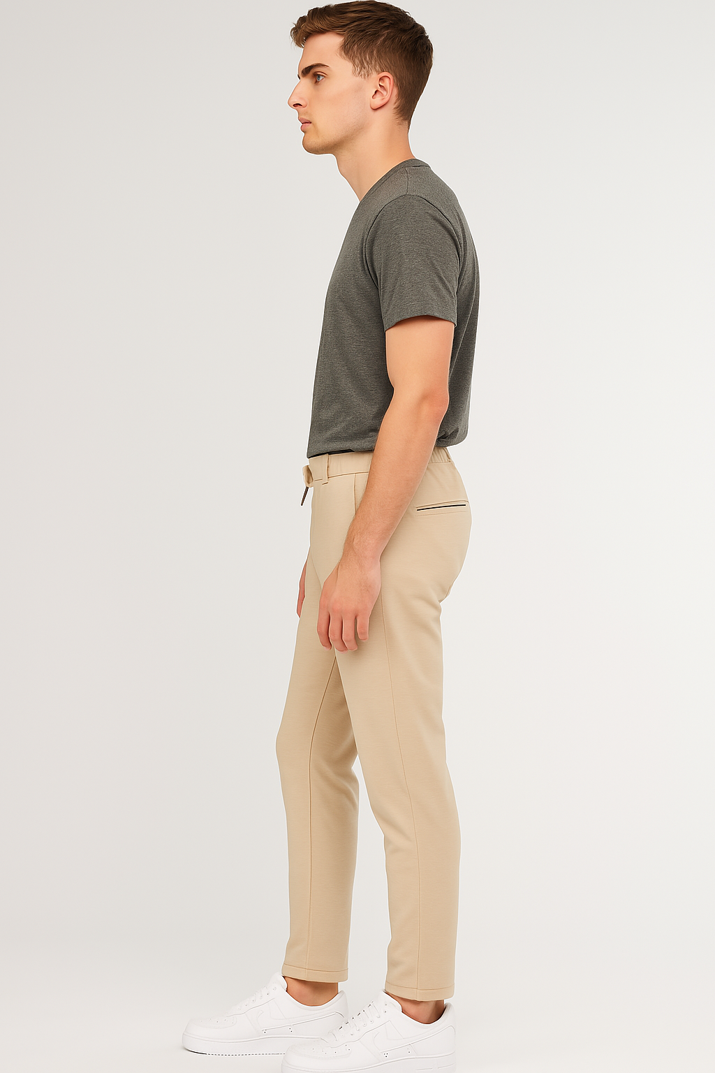 Men's Cashmere Chinos – Wrap Look & Asymmetric Button Detail